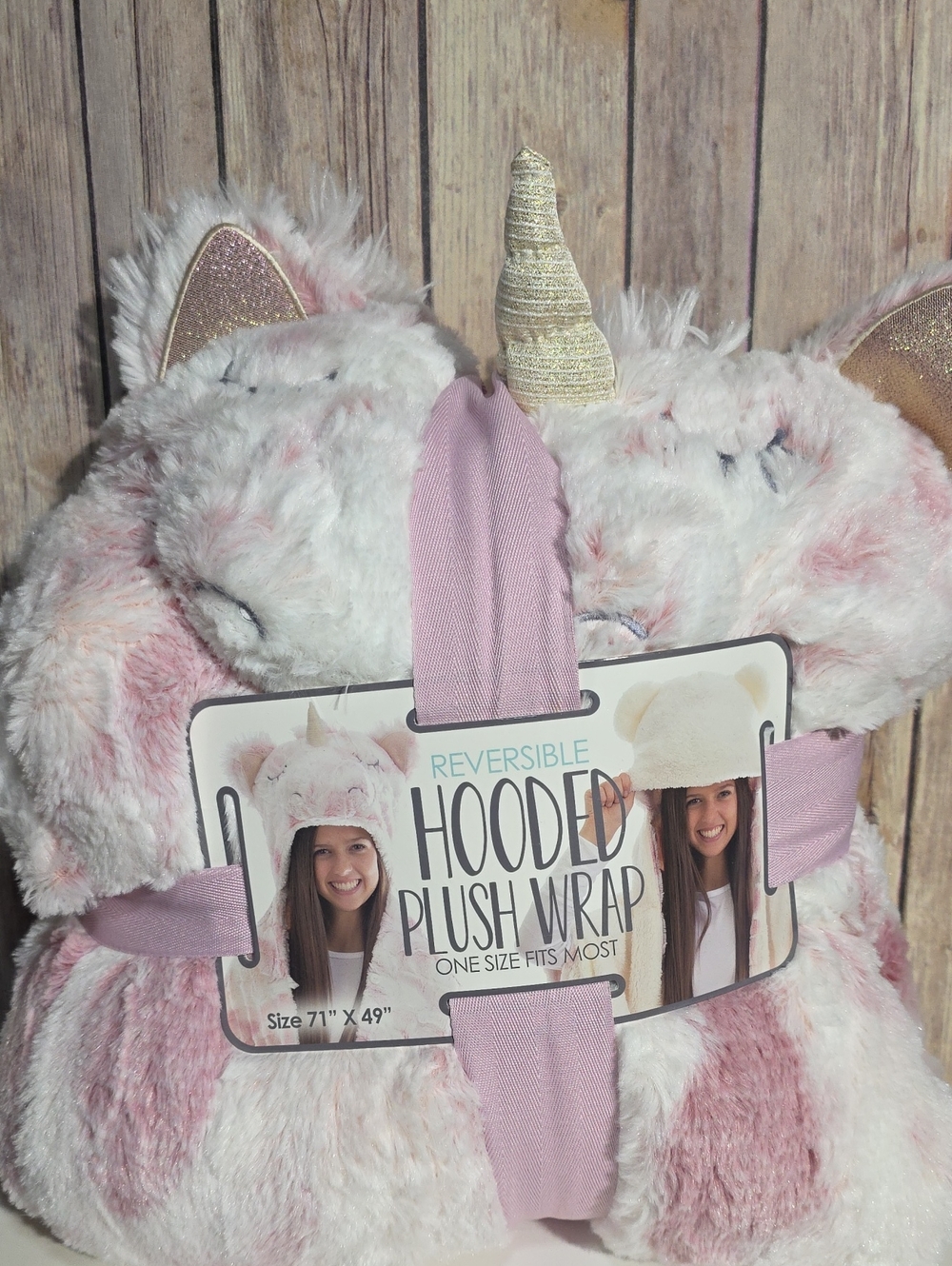 Unicorn Reversible Hooded Plush Wrap